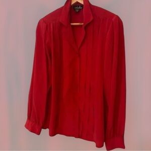 David Matthews 90’s Vintage‎ Button Up Blouse Size 10 Red